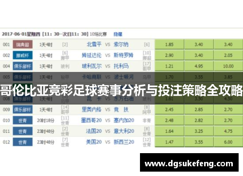 哥伦比亚竞彩足球赛事分析与投注策略全攻略